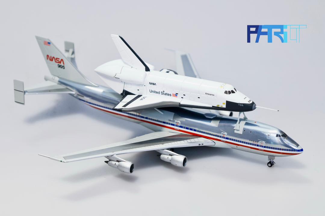 [PRE-ORDER] NASA Boeing 747-123 (SCA) "Polished American Livery" - N905NA and Rockwell Space Shuttle Orbiter "Enterprise" - OV-101 Highly Detailed 1/400 Diecast Aircraft Model