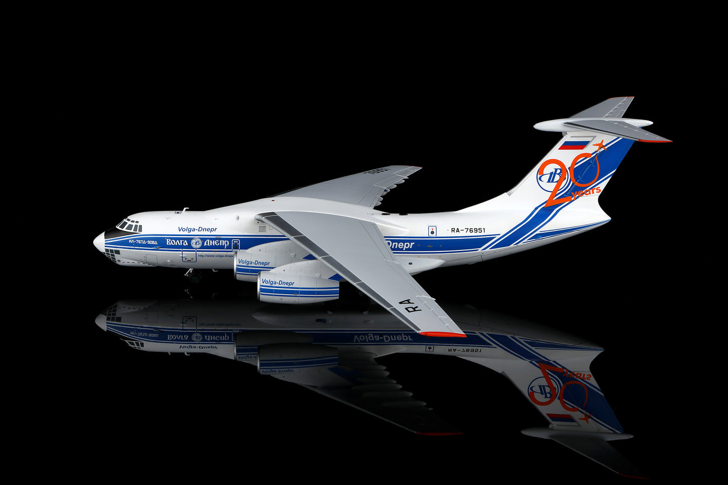 Volga-Dnepr Airlines Ilyushin Il-76 "20 Years" Highly Detailed Diecast Aircraft Model in 1/200 Scale