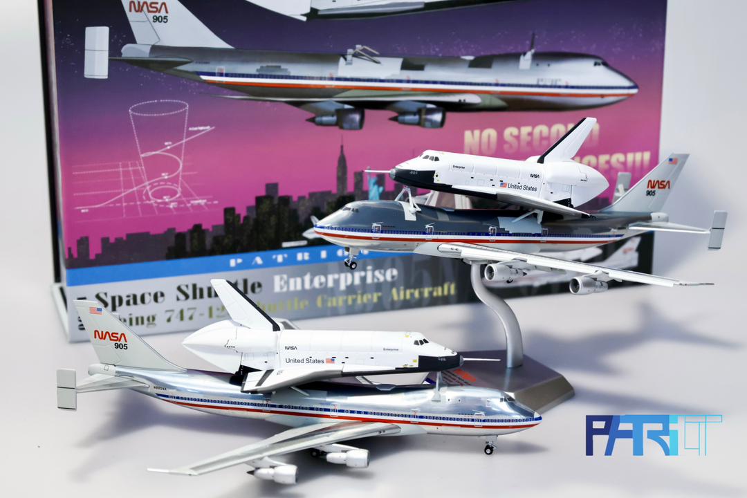 [PRE-ORDER] NASA Boeing 747-123 (SCA) "Polished American Livery" - N905NA and Rockwell Space Shuttle Orbiter "Enterprise" - OV-101 Highly Detailed 1/400 Diecast Aircraft Model