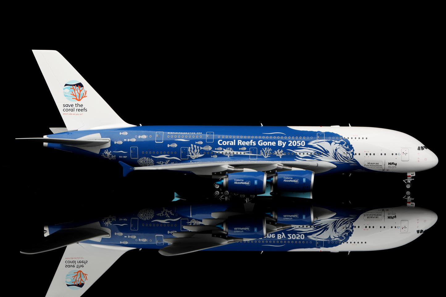 Hi Fly Malta "Save the Coral Reefs" Airbus A380-800 Highly Detailed 1/200 Diecast Aircraft Model