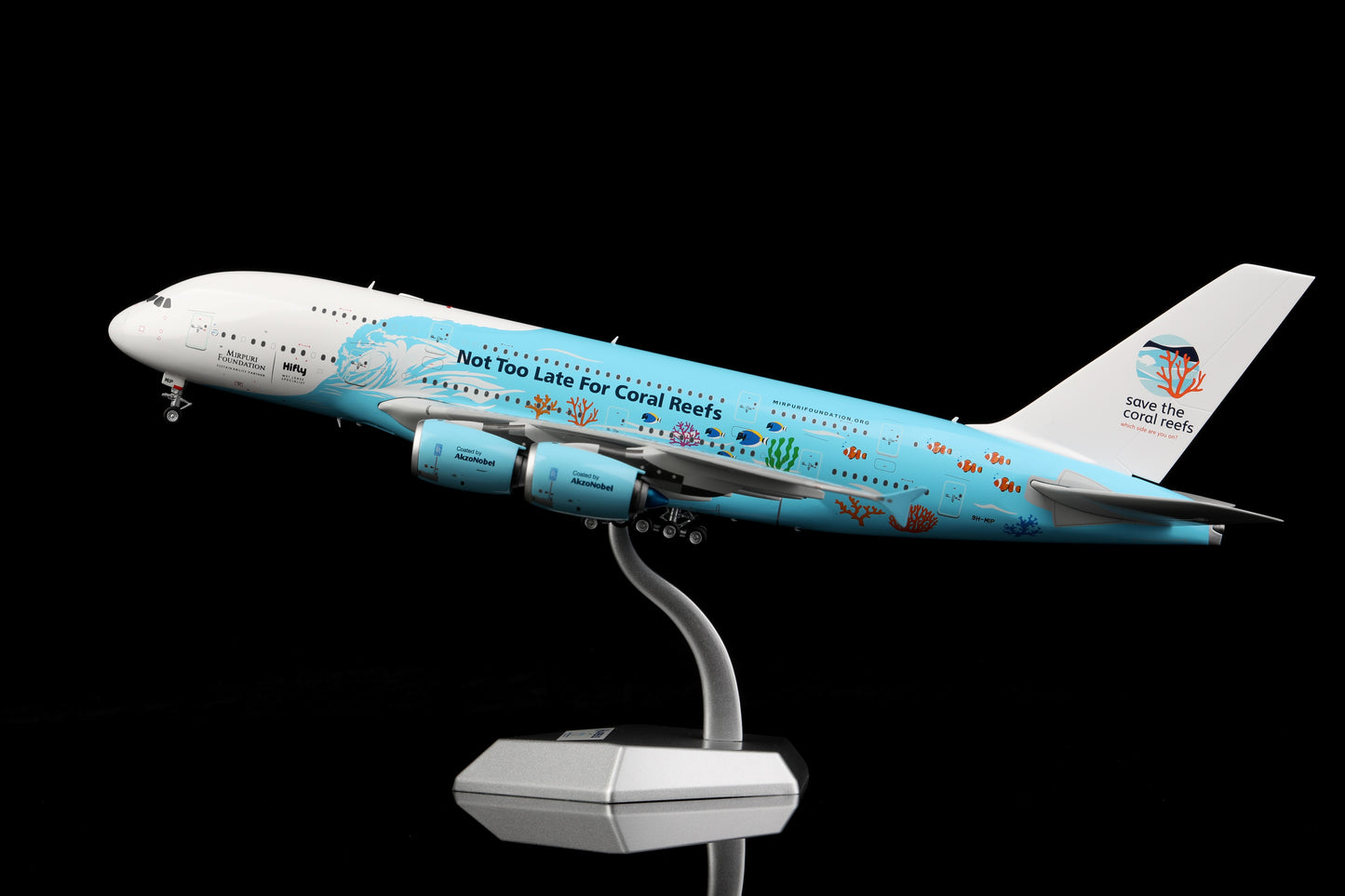 Hi Fly Malta "Save the Coral Reefs" Airbus A380-800 Highly Detailed 1/200 Diecast Aircraft Model