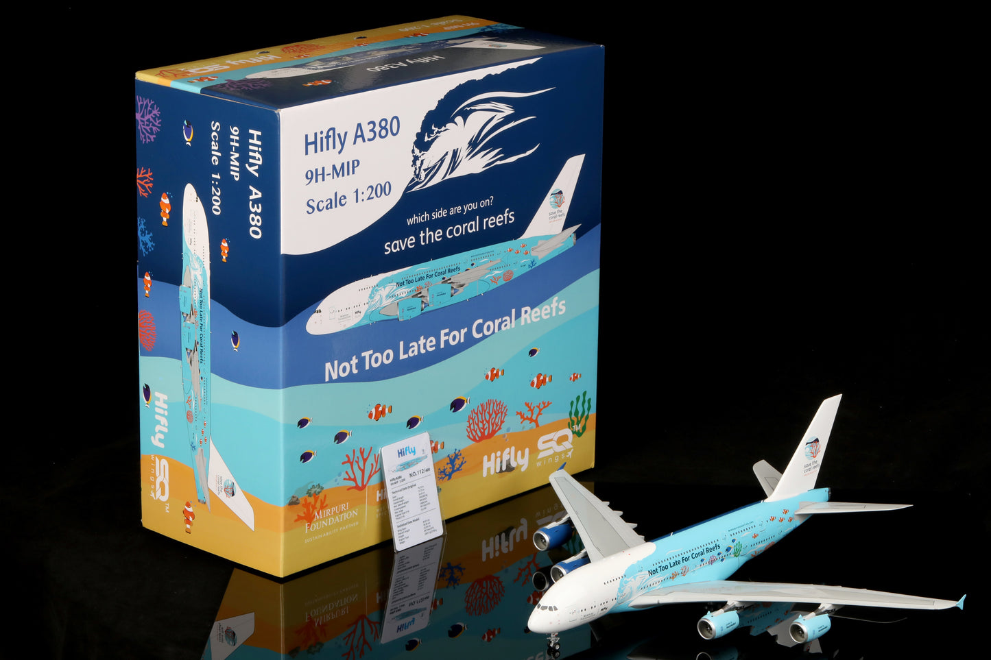 Hi Fly Malta "Save the Coral Reefs" Airbus A380-800 Highly Detailed 1/200 Diecast Aircraft Model