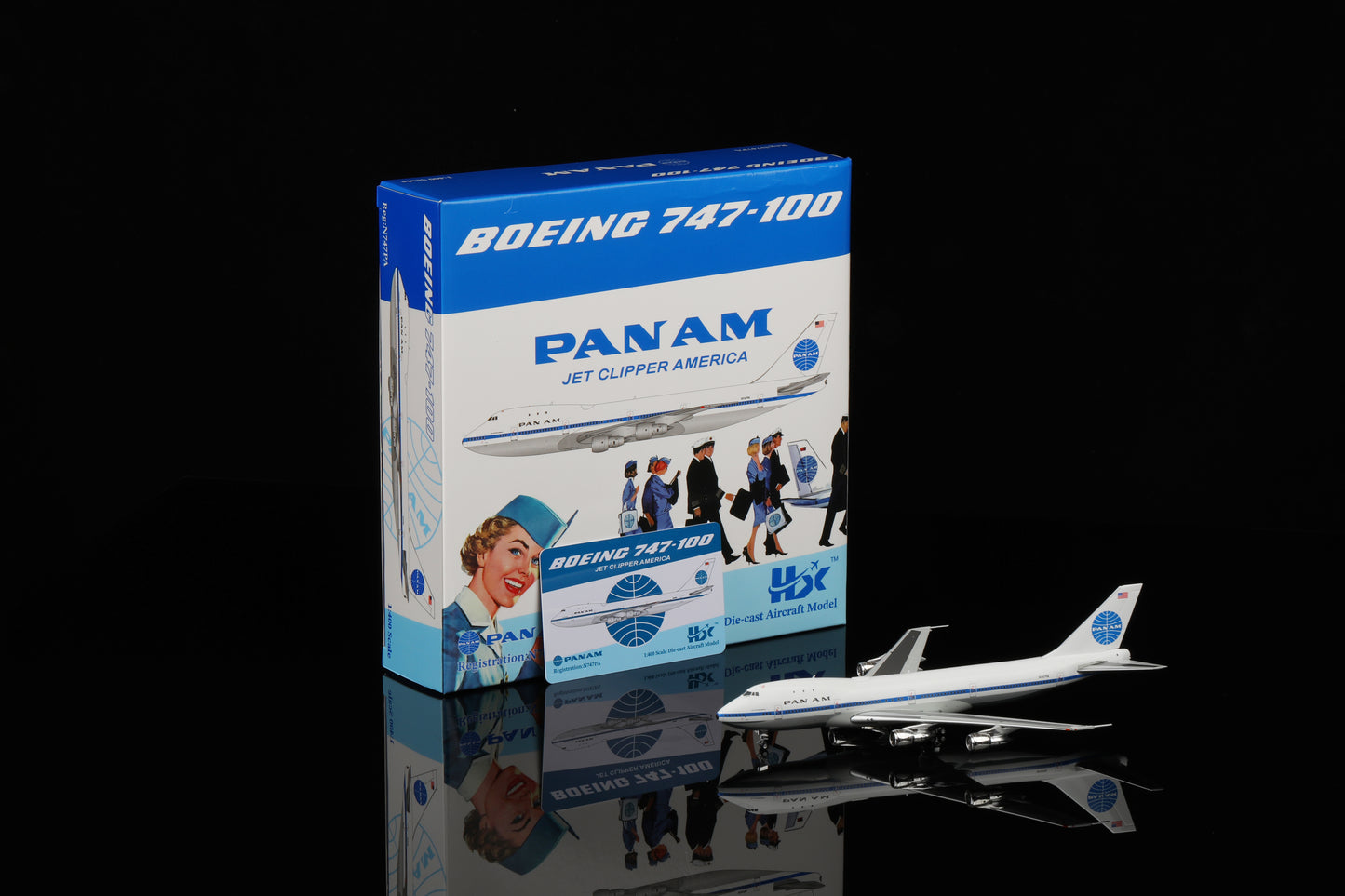 Pan American World Airways - Pan Am Boeing 747-100 "Jet Clipper America" Highly Detailed Diecast Aircraft Model in 1/400 Scale