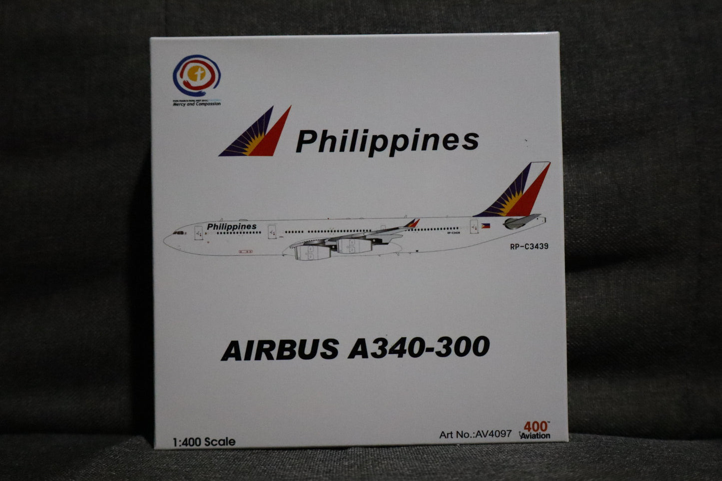 [Philippines Exclusive] Philippine Airlines Airbus A340-343X "Shepherd One" Diecast Aircraft Model in 1/400 Scale