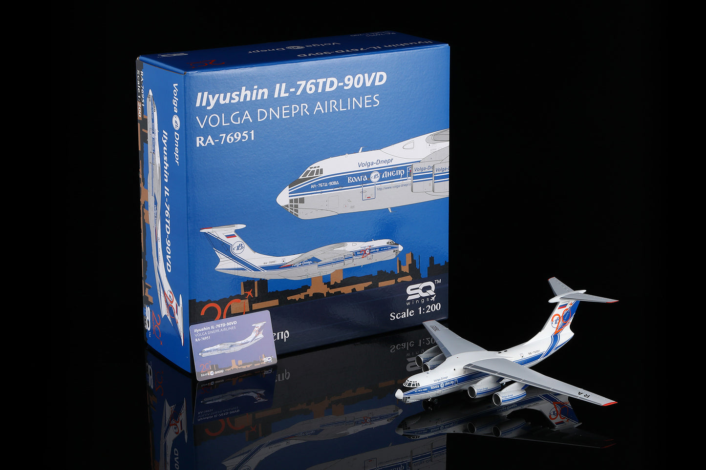 Volga-Dnepr Airlines Ilyushin Il-76 "20 Years" Highly Detailed Diecast Aircraft Model in 1/200 Scale
